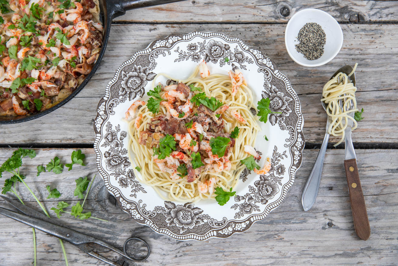 Pasta med kräftstjärtar och bacon - City Gross