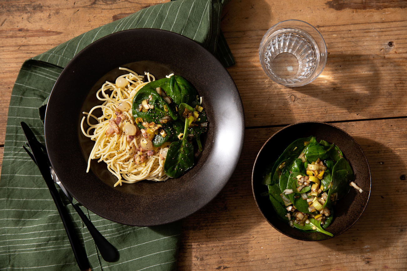 Pasta med tärnat bacon och purjo - City Gross